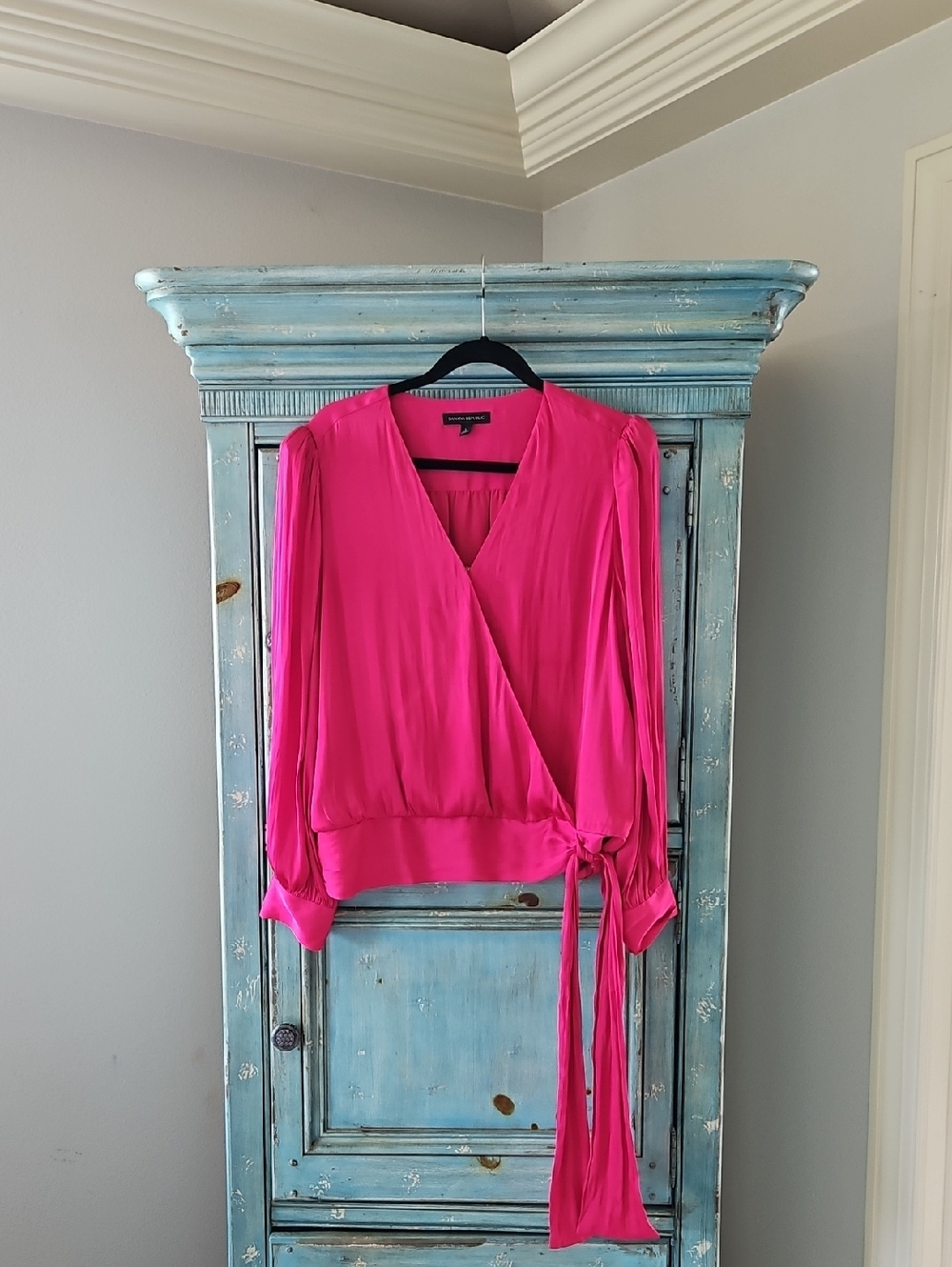 Banana Republic Hot Pink Wrap Blouse with Side Tie
